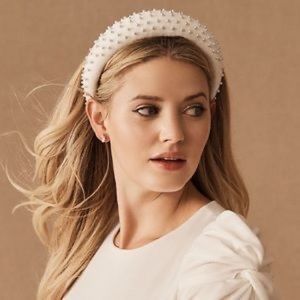 Lele Sadoughi White Pearl Padded Headband